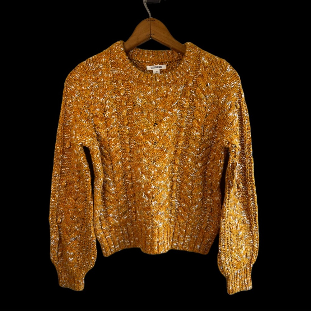 Goodthreads Marled Popcorn Stitch Cropped Crewneck Sweater NWT